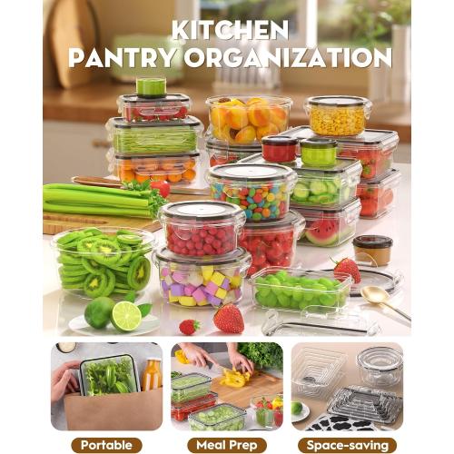 BiuLeon 40 PCS Food Storage Containers with Airtight Lids, BPA-free Plastic