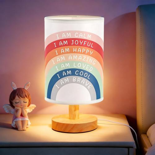 Lonfliness Boho Kids Table Lamp Rainbow Bedside Lamp Bedroom LED