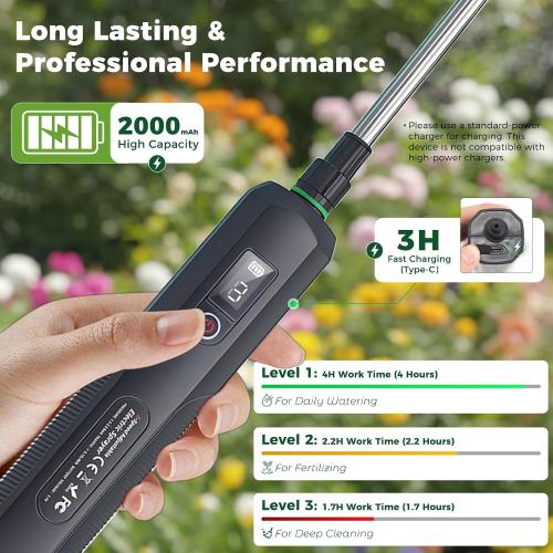 Battery Powered Sprayer, 2 Gallon Electric Garden Sprayer with 4 Nozzles