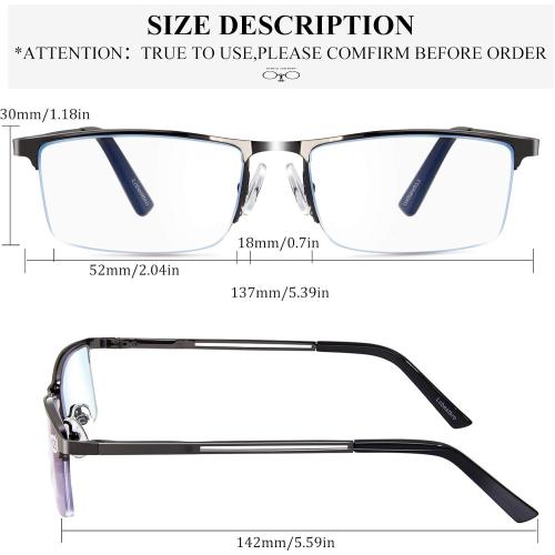 Lcbestbro Reading Glasses for Men, 2.0 Blue Light Blocking Reading Glasses Metal Readers