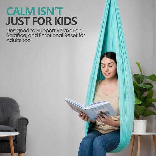 COLOR LIGHT BLUE ❗❗Sensory Swing for Kids & Adults - Holds 300lbs, Indoor Outdoor Sensory Swing for Hug Like Calming Effect