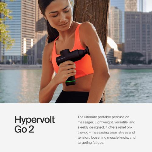 Hyperice Hypervolt Go 2 - Black - Featuring Quiet Glide Technology - Handheld Percussion Massage Gun - 3 Speeds,