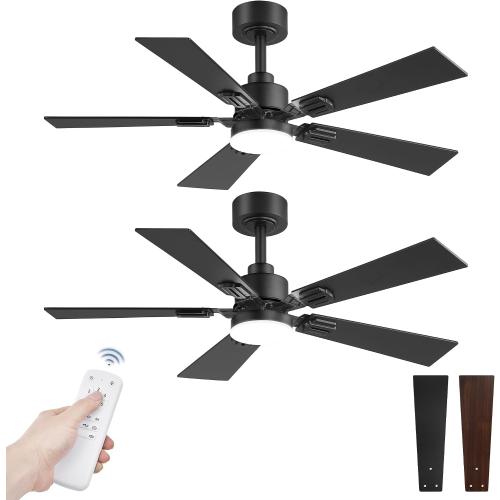 Fanbulous 2 Pack of 42 Inch Modern Ceiling Fans with Lights & Remote, Black