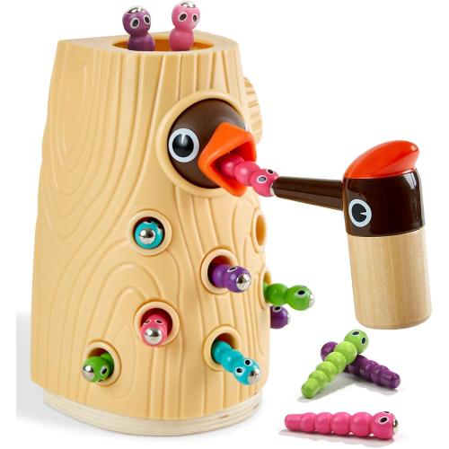 TOP BRIGHT Montessori Toys for 2 Year Old Gift, Magnetic Bird Feeding Game