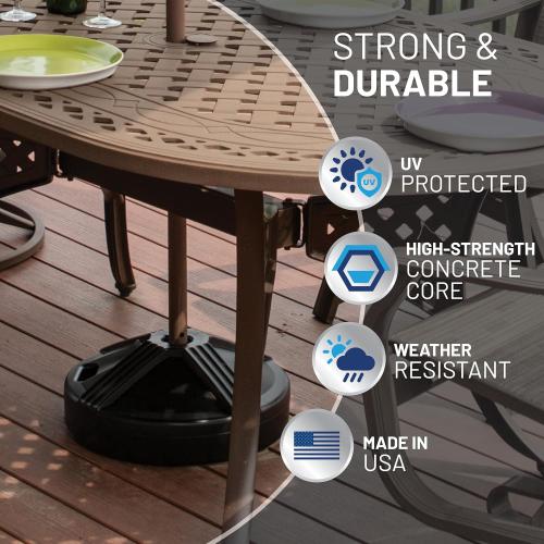 US Weight Durable 50 Pound Fillable Umbrella Base Designed to be Used with a Patio Table