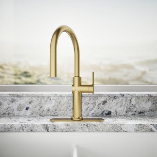 KOHLER 22972-2MB Crue Pull Down Kitchen Faucet, Pull-Down Sprayer, Vibrant Brushed Moderne Brass