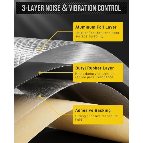 Car Sound Deadening Mat - 80mil Butyl Automotive Sound Deadener, 10sqft