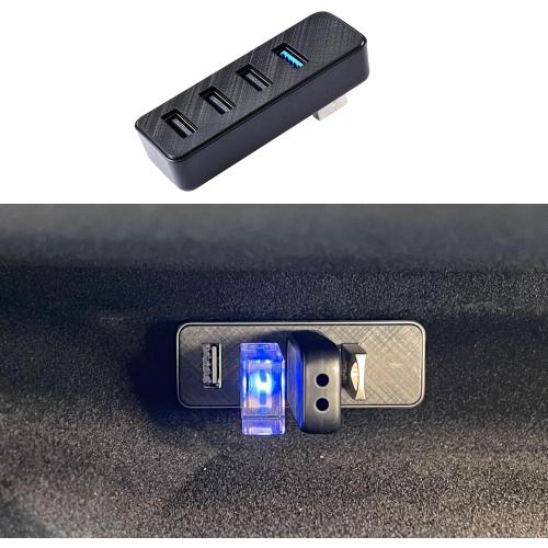 Leiakendi Glove Box USB Hub for Tesla 2024-26 Model 3 Highland, Cybertruck and Model Y Juniper 2025-26, 4-in-1 Glovebox Docking Station Accessories for Dashcam Flash Drive Data Transferring Game Music