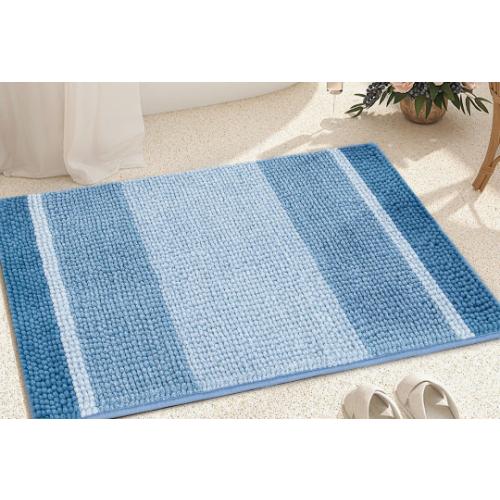 Small Mersin Gradient Chenille Water Absorbent Soft Plush Bath Rug Stone Blue