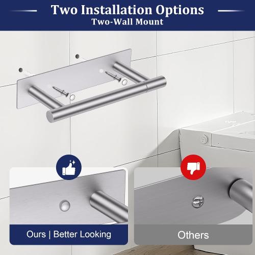 Lairuier Brushed Nickel Toilet Paper Holder, Adhesive or Screw Wall Mount