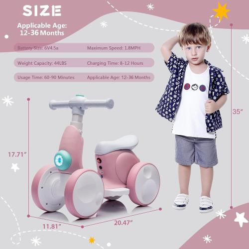 6V Electric Balance Bike with Bubble Machine, Ride on Toys(Pink)