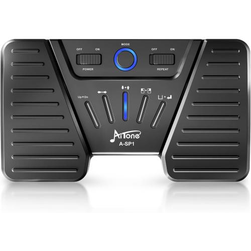 AITONE Wireless Page Turner Bluetooth Foot Pedal Music Page Turner for iPad Tablets Android ios Phones Piano Keyboard Compatible with Various Music App (A-SP1)