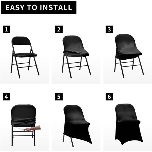 HAINARverS Folding Chair Covers for Wedding, 10pcs Stretch Spandex Washable Fabric Chair Cover, Decoration Chair Cover for Wedding, Party, Banquet, Birthday, Conference, Event(Black, 10 PCS)