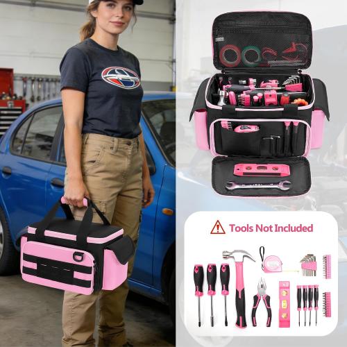 Rexmica Pink Tool Bag for Women Tool Storage Organizer Tactical Range Bag