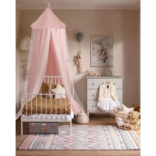 little dove Bed Canopy for Girls with Star Lights, 25.6''x106'', Peach Pink
