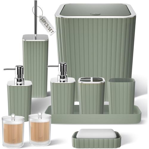 XLHOMO Bathroom Accessories Set - Gorgeous Sage Green Bathroom Set, 10PC