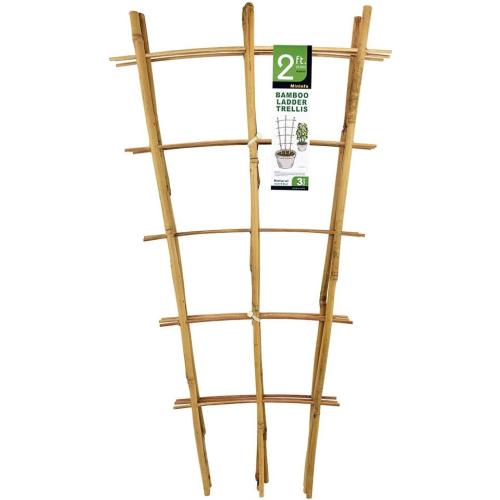 Natural Bamboo Trellis 24 Inches Tall, Mininfa Garden Ladder Trellis, Plant for Climbing Plants, Vegetables, Pots - 3 Pack
