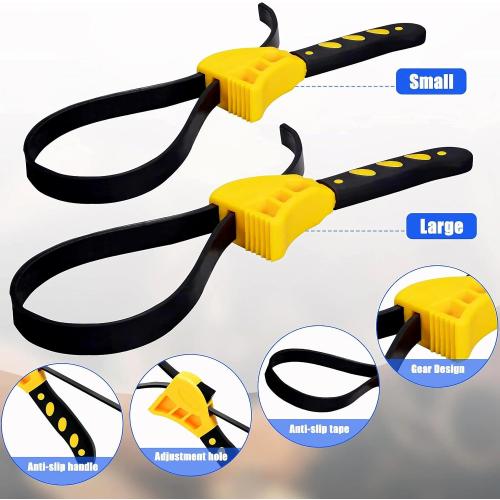 2-Pack Adjustable Rubber Strap Wrench Set – 25.20 & 20.48 Heavy-Duty Strap Wrench for Oil Filter, Jar Opener, Water Filter, Plumbing, Sink, Faucet – Non-Slip Multipurpose Wrench Tool