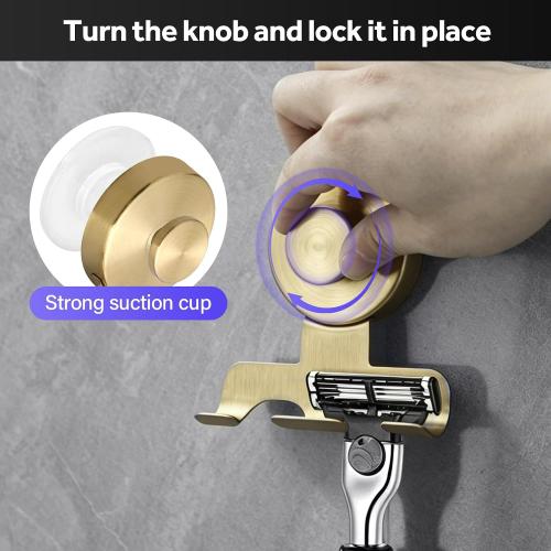 Shower Suction Razor Holder, Stainless Steel No-Drill Bathroom Hook