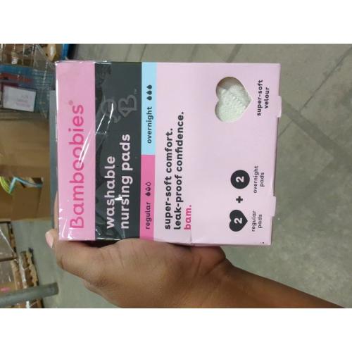 Bamboobies Nursing Pads for Breastfeeding, 2 Ultra Thin and 2 Overnight