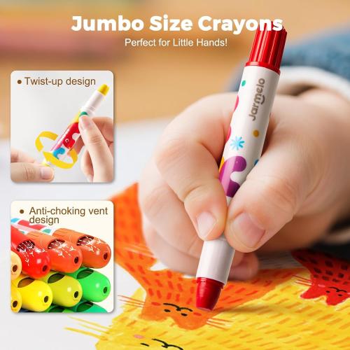 Jar Melo Jumbo Crayons for Toddlers, 12 Colors TwistJoy Washable Crayon