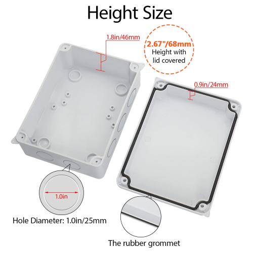 LeMotech Junction Box, Electrical Box IP65 Water Resistant Dustproof ABS Plastic Project Enclosure for Electronics White, External Size 5.9 x 4.3 x 2.8 inch