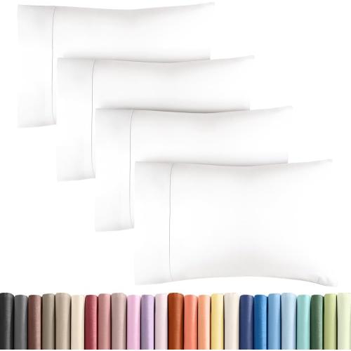 Standard Pillow Cases - 4 Pack Pillowcase Covers, 20 x 26 - Antique White