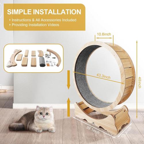 Cat Wheel, 48 XL Large Cats Exercise Running Wheel, Cat Treadmill for Indoor Cats