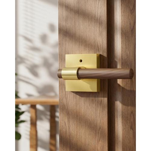 Goldenwarm 6 Pack Interior Privacy Door Handles, Zinc Alloy Heavy Duty Door Lever Handle for Bedroom Bathroom, Keyless Push Button Lock, Reversible, Fits Standard Doors