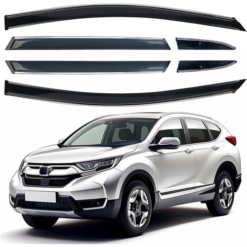 Shatterproof Out-Channel Window Deflectors for Honda CR-V (CRV) 2017-2022, Rain Guards, Window Visors for Cars, Vent Deflector, Car Accessories, 6 pcs (for CRV 17-22 6-Piece Chrome)