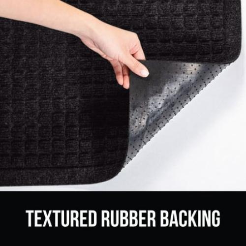 GORILLA GRIP Moisture Guard Doormat, Indoor Outdoor Rubber Backed Weather Mat, 35x23, Black