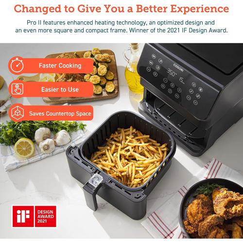 Cosori 12-in-1 Air Fryer 5.8QT, Toast, Bake, Nutrition Facts for 100  In-App Recipes, AdaptIQ Tech Fast Cook, for Main & Side Dishes, Snacks, Leftovers, Detachable Square Basket, Dishwasher Safe