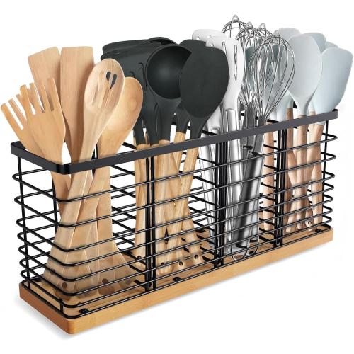 Suli Extra Large Kitchen Utensil Holder Countertop with Removable Divider