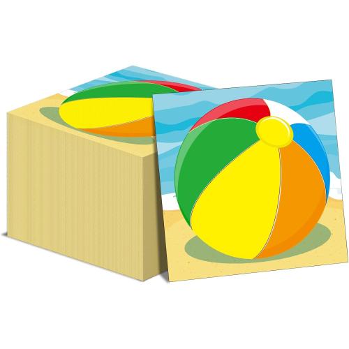 50pcs Beach Ball Party Napkins Disposable Summer Pool Ball Paper Napkins Supplies Decorations Beach Birthday Party Napkins Set for Baby Showers Holidays