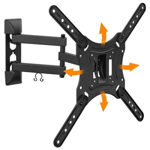 Mount-It! Full Motion Tilt Swivel TV Wall Mount for 23 to 55 Flat Screen TVs, 66 lbs. Capacity, Bonus HDMI Cable