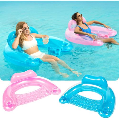 USED‼️SLOOSH Inflatable Pool Floats Adult,2 Pack Pool Chairs with Cup Holders,X-Large Blow up Floats Chair,Hammock Noodle Mat for Relaxing Summer Water Fun Swimming Party Beach