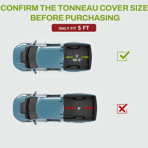 AUTOSAVER88 Soft Tri-Fold Tonneau Cover Fit for 2024-2026 Toyota Tacoma 5ft