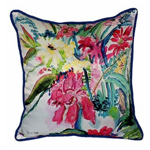 Betsy Drake Interiors Multi Florals Zippered Pillow