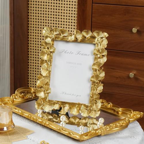 Cuspin 5x7 Picture Frame Gold Vintage Ornate Ginkgo Leaf Resin Photo Frame