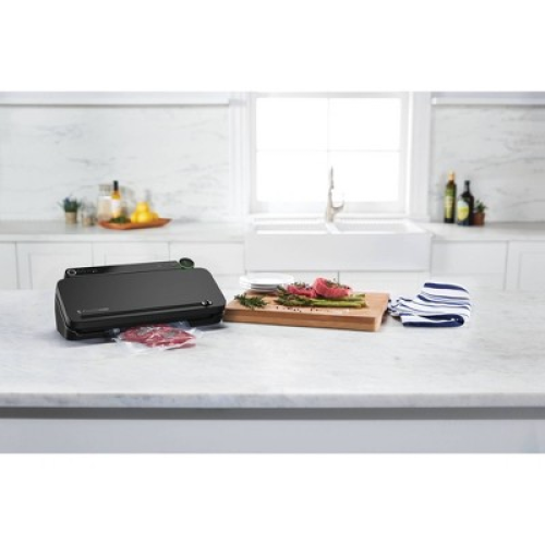 FoodSaver Premier Vacuum Sealer with Dry/Moist/Marinate Modes, Roll Storage and Cutter Bar, and Bags and Roll Starter Kit - Black