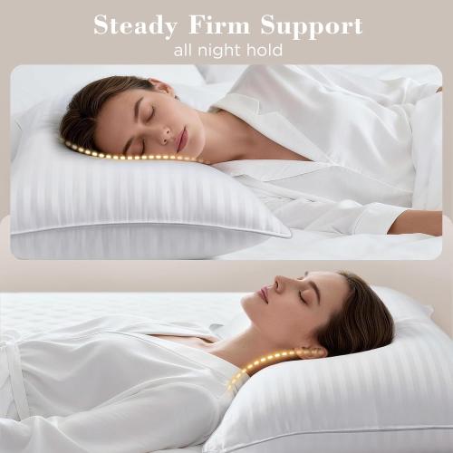 viewstar Pillows Queen Size Set of 2, Firm Support, Striped White