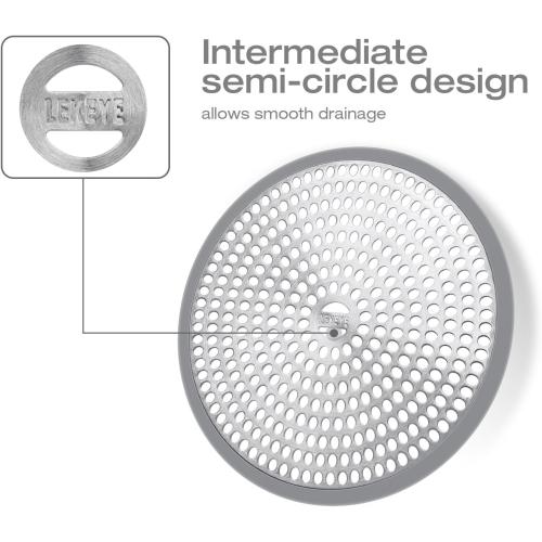 LEKEYE Shower Hair Catcher Drain Protector Strainer-Steel & Silicone 2 Pack