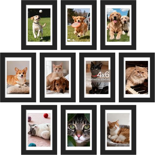 upsimples 4x6 Picture Frame, Photo Collage Wall Decor Set of 10, Black