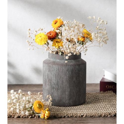 Flower Vase, 7 in Ceramic Vases for Centerpieces Rustic Vase Home Decor Vintage Farmhouse Decorative Terracotta Pottery Cute Wide Mouth Vase for Dining Table Fireplace Living Room Bathroom Wedding