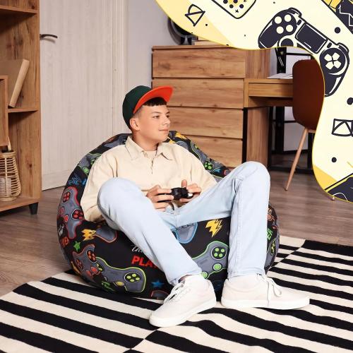 Novabright Stuffed Player Storage Bean Bag Chair Cover for Teens (No Filler)2.3 Feet Plush Soft Bean Bag Game Themed Sofa Organizer with Double Stitched Zipper Washable Kids Room Decoration