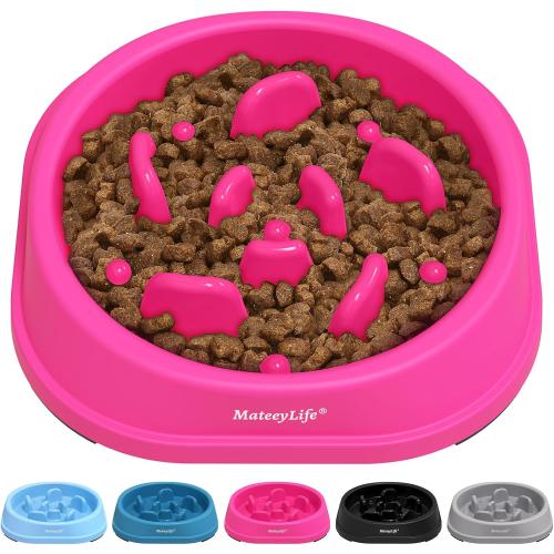 MateeyLife Small Slow Feeder Cat Bowls, Anti-Choking Puzzle Cat Food Bowls, Non Slip Interactive Dog Feeding Slow Down Eating, Bloat Stop Maze Dishes Dog Feeder for Small Breeds 1 Cup Purple