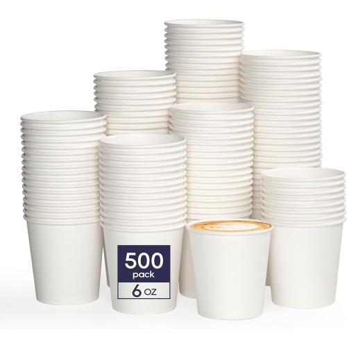 LITOPAK 500 Count 6 oz Paper Cups, Small Disposable Coffee Cups