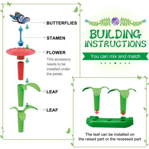 SpringFlower Flower Garden Building Toys, for Girls 3 4 5 6 7 Years Old