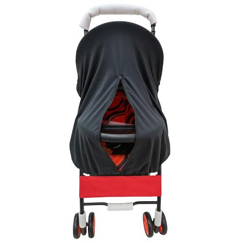 Sun Shade for Baby Strollers (0-6m), UV Sun and Sleep Shade Universal Fit for Baby Travel Size Strollers, Blackout Stroller Cover, Breathable and Stops 99% of The Sun's Rays (UPF50 ) Black