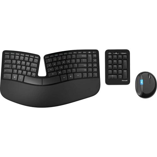 Microsoft Sculpt Ergonomic Wireless Desktop Keyboard- Black. Wireless , Comfortable, Ergonomic Keyboard and Mouse Combo with Split Design and Palm Rest.